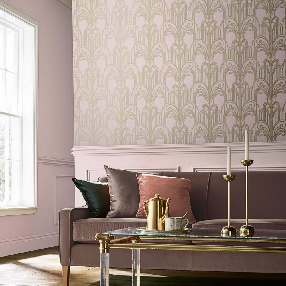 Art Deco Wallpaper 105919 by Graham & Brown in Blush Pink